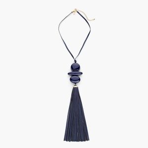 Chicos Navy Blue Avery Tassel Necklace